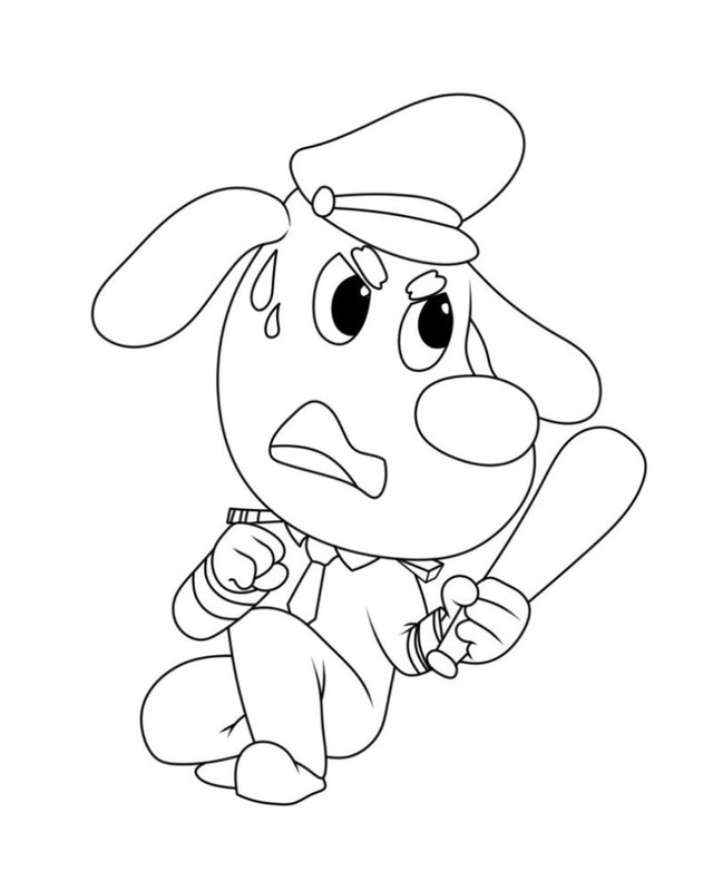 Tranh tô màu con chó hoạt hình chibi cute 6