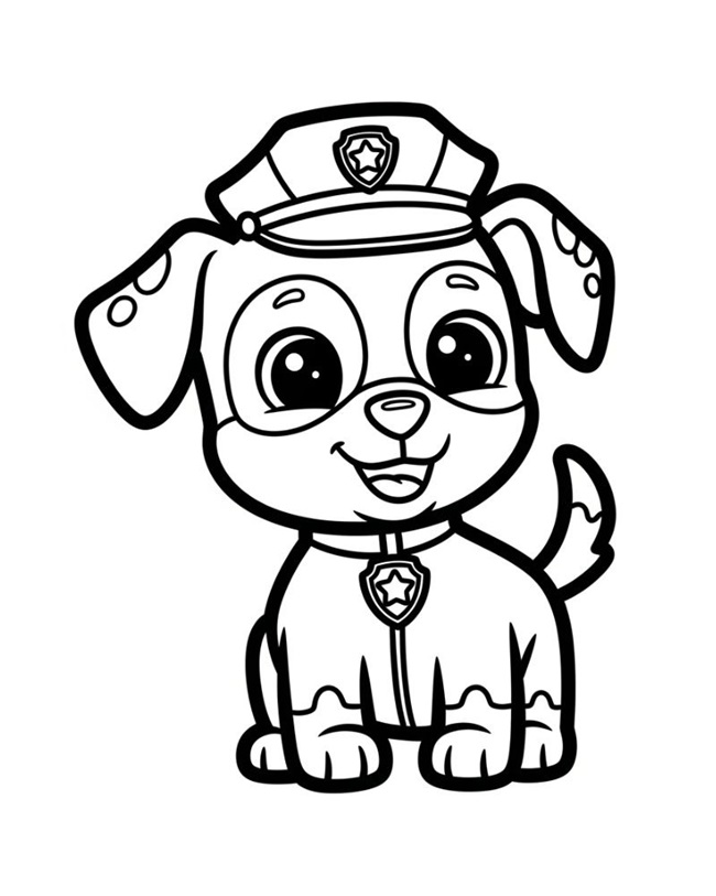 Tranh tô màu con chó hoạt hình chibi cute 8