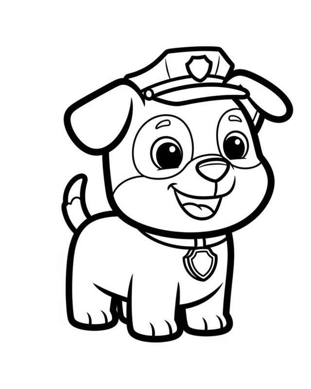 Tranh tô màu con chó hoạt hình chibi cute 9