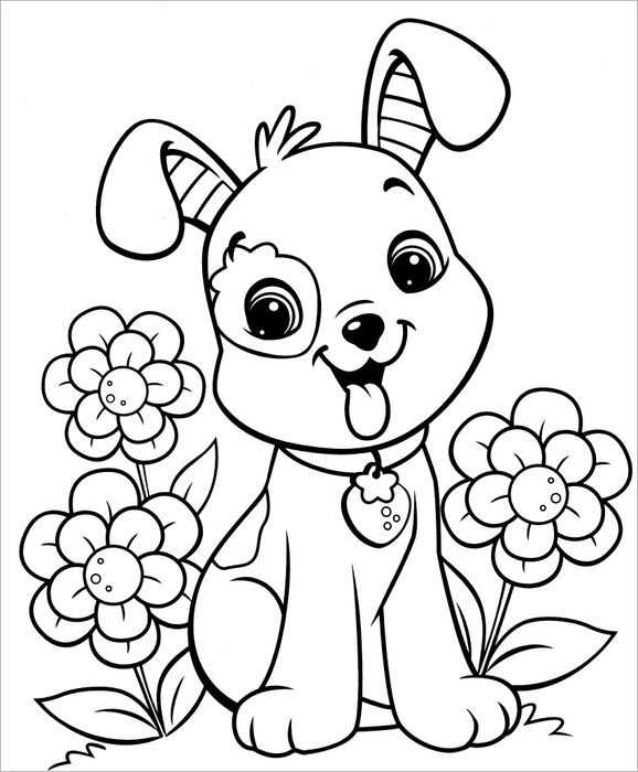 Tranh tô màu con chó hoạt hình chibi cute 10