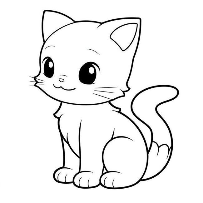 Tranh tô màu con mèo chibi dễ thương 2