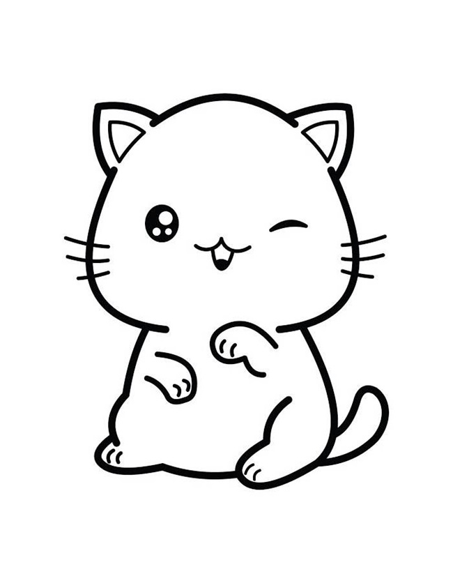 Tranh tô màu con mèo chibi dễ thương 4