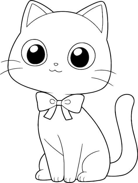 Tranh tô màu con mèo chibi dễ thương 6