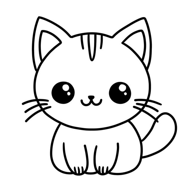 Tranh tô màu con mèo chibi dễ thương 7