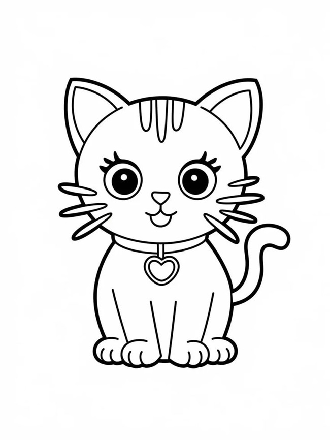 Tranh tô màu con mèo chibi dễ thương 8