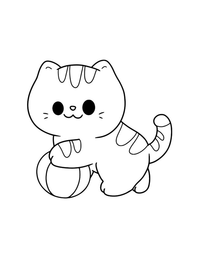 Tranh tô màu con mèo chibi dễ thương 10