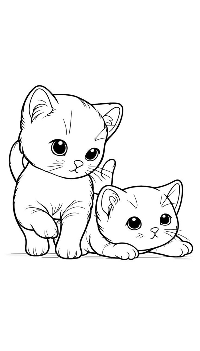Tranh tô màu gia đình mèo cực cute 5