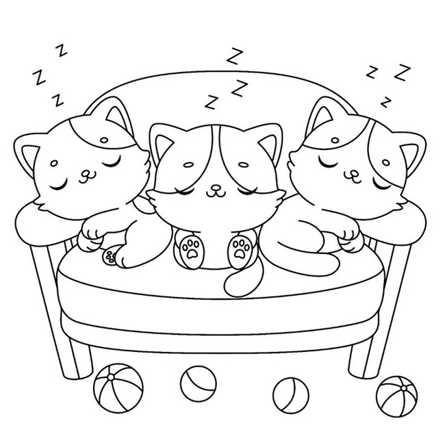 Tranh tô màu gia đình mèo cực cute 7