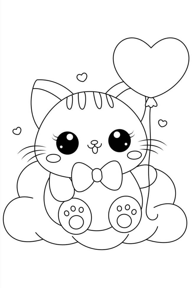 Tranh tô màu mèo Kitty 1