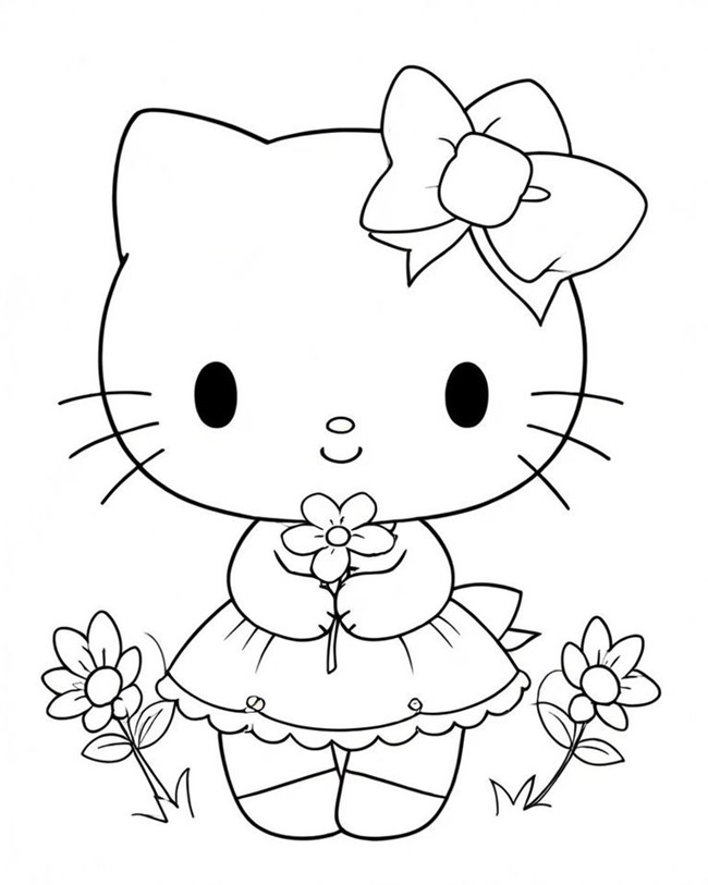 Tranh tô màu mèo Kitty 7