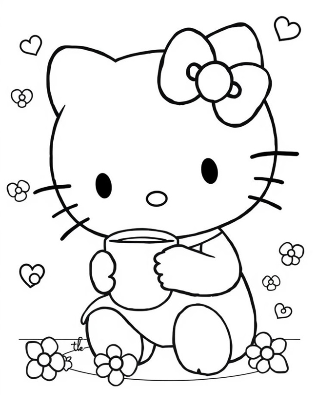 Tranh tô màu mèo Kitty 8