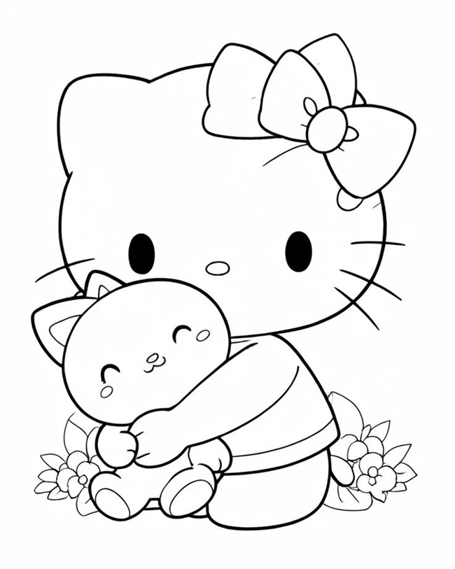 Tranh tô màu mèo Kitty 9