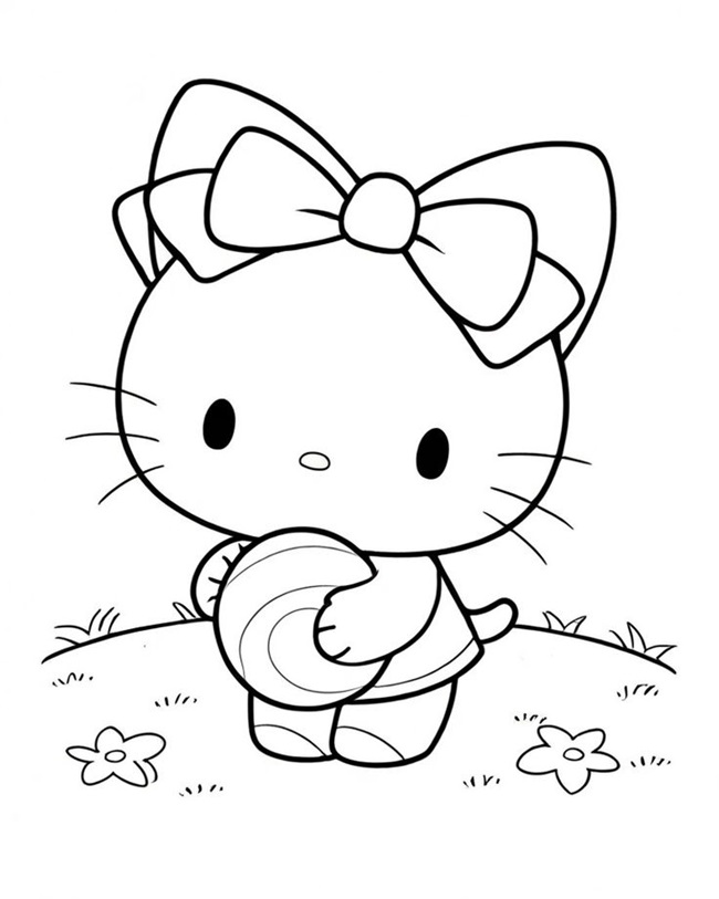 Tranh tô màu mèo Kitty 10