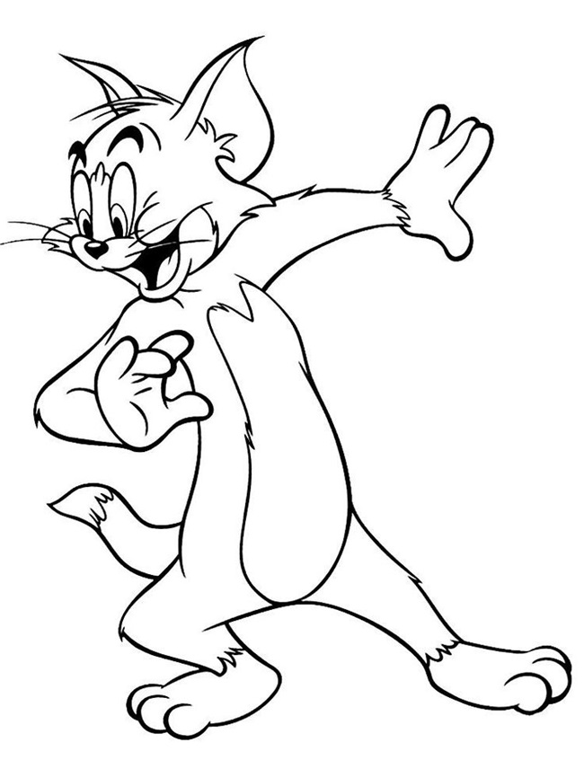 Tranh tô màu mèo Tom 2