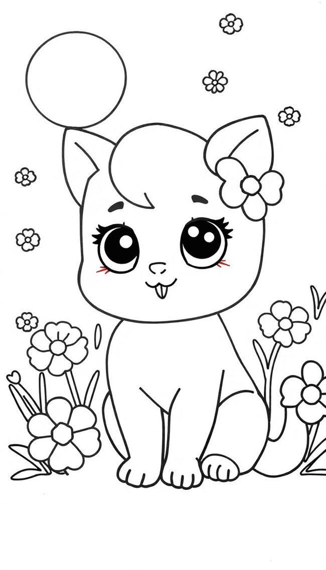 Tranh tô màu con mèo đáng yêu 7