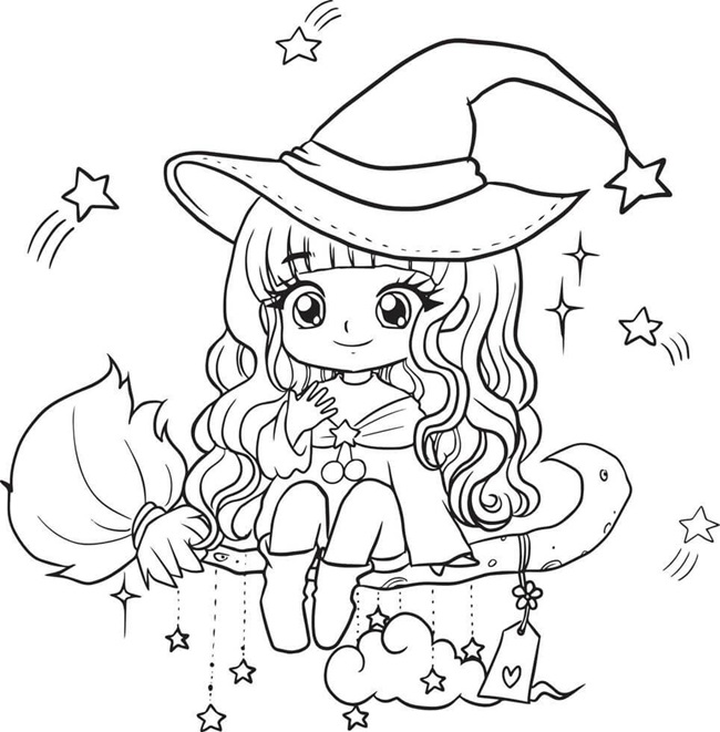 Tranh tô màu công chúa chibi dễ thương 3