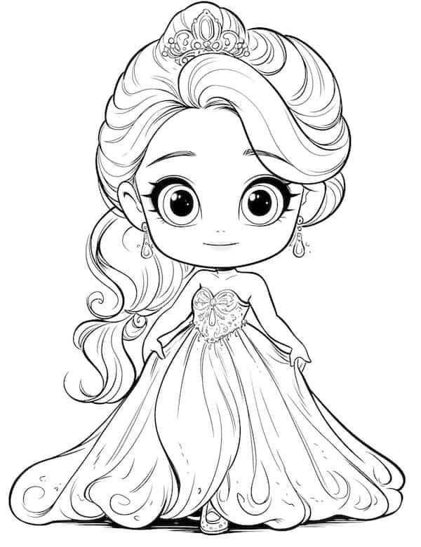 Tranh tô màu công chúa chibi dễ thương 4