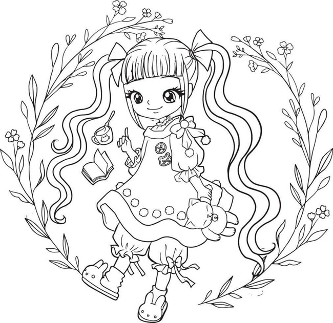 Tranh tô màu công chúa chibi dễ thương 5