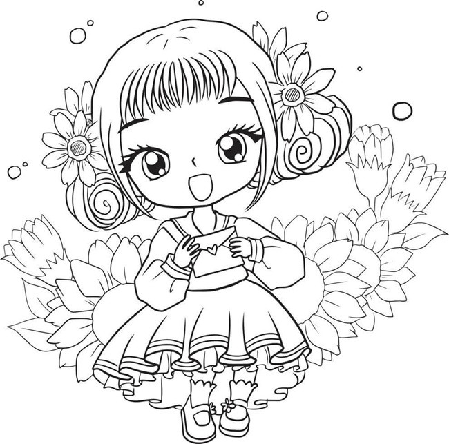 Tranh tô màu công chúa chibi dễ thương 6
