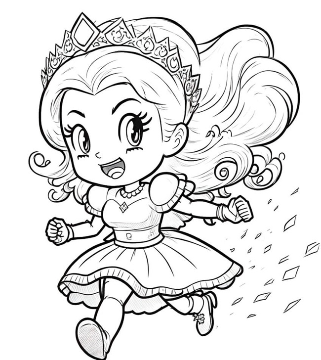 Tranh tô màu công chúa chibi dễ thương 8