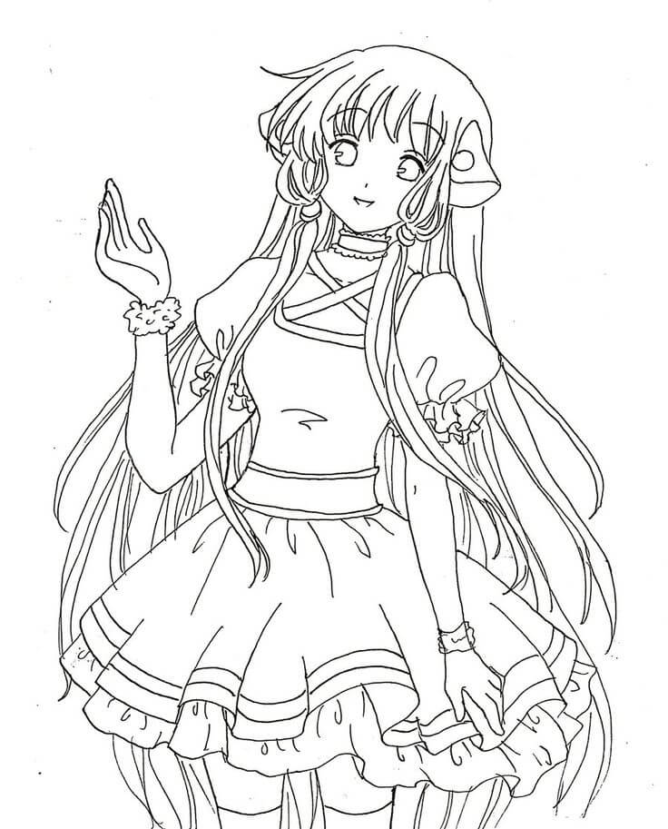 Tranh tô màu công chúa anime 3
