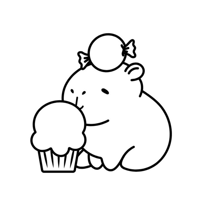 Tranh tô màu capybara cute, đơn giản 1