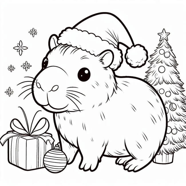 Tranh tô màu capybara cute, đơn giản 6