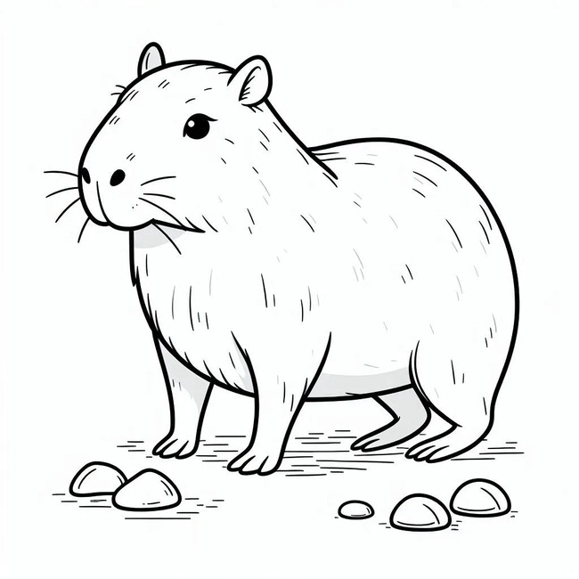 Tranh tô màu capybara cute, đơn giản 7