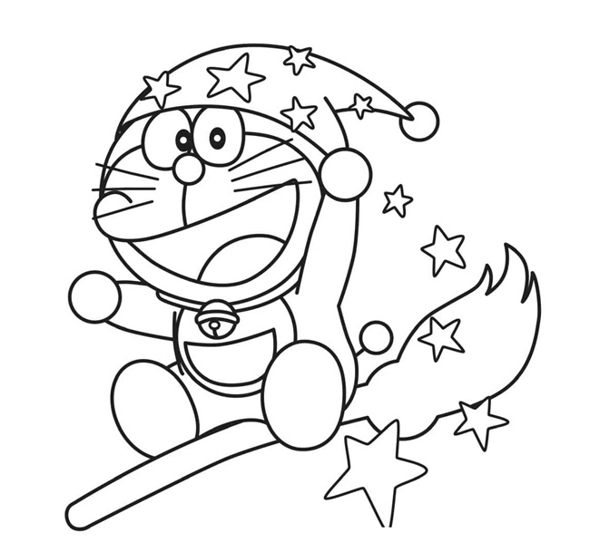 Tranh tô màu Doraemon dễ thương 1