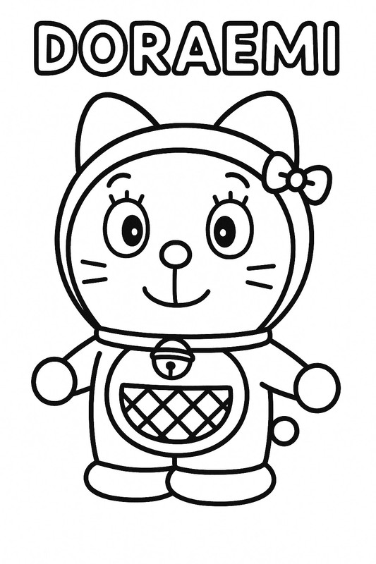 Tranh tô màu Doraemi cute