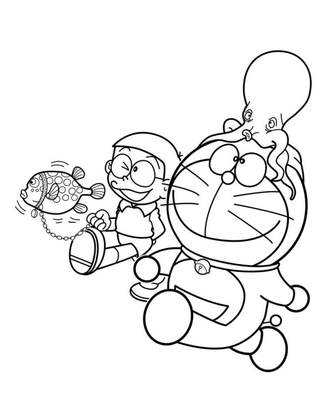 Tranh tô màu Doraemon và Nobita 4