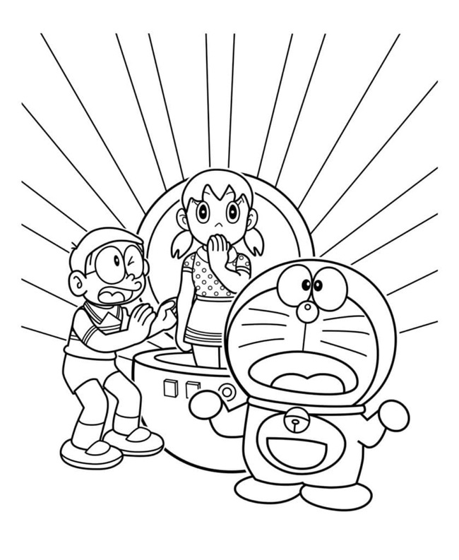Tranh tô màu Doraemon và các bạn 5