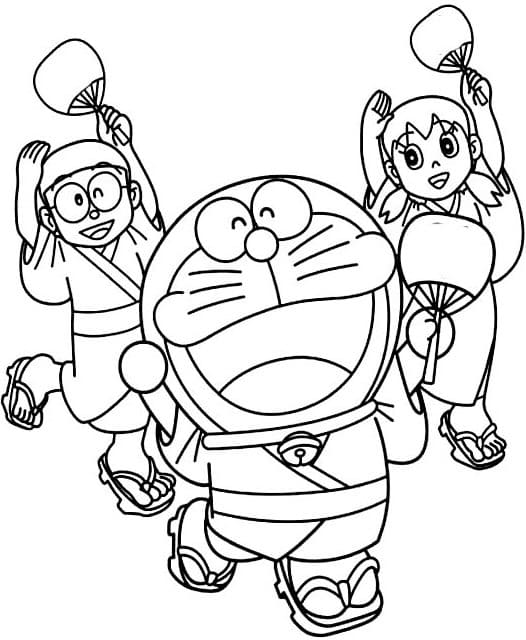 Tranh tô màu Doraemon và các bạn 6