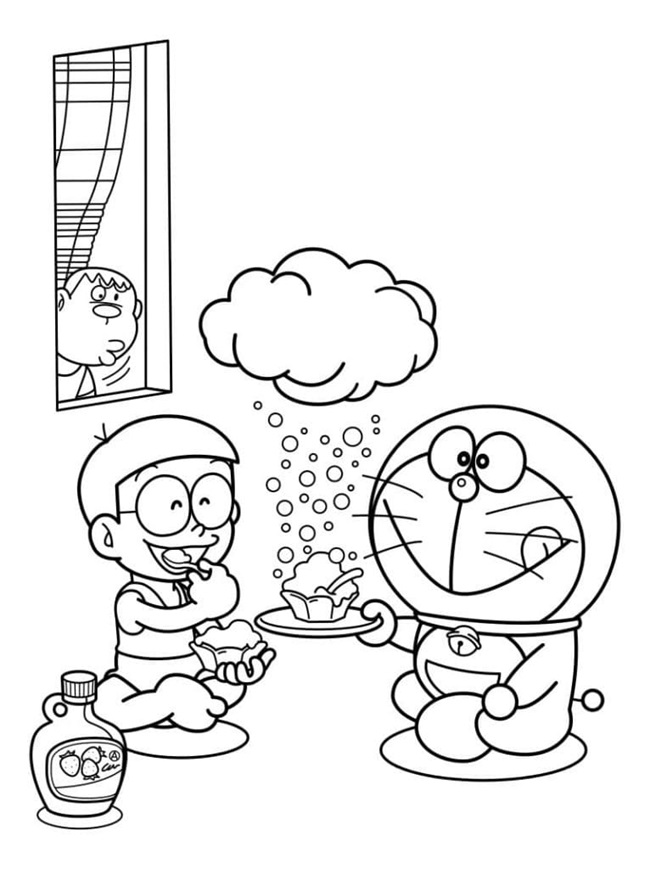 Tranh tô màu Doraemon và các bạn 7