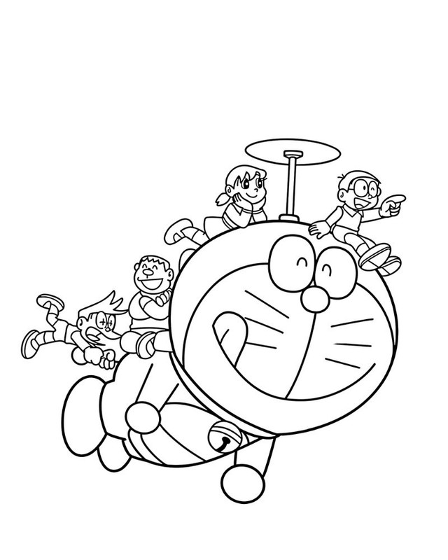 Tranh tô màu Doraemon và các bạn 10
