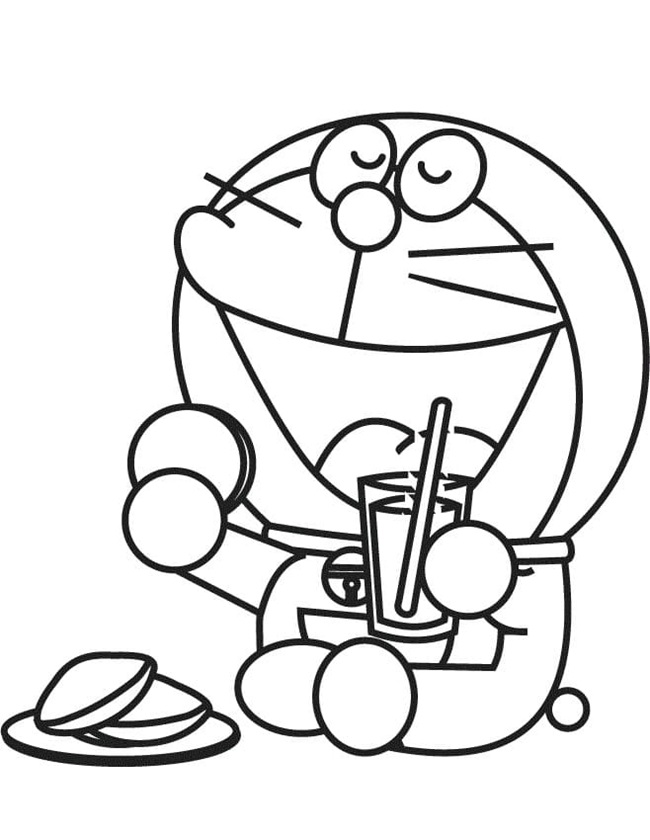 Tranh tô màu Doraemon dễ thương 7