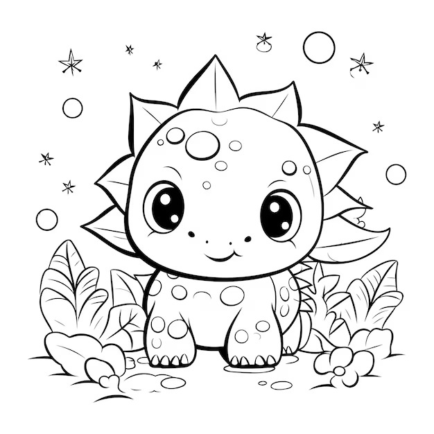 Tranh tô màu khủng long chibi đáng yêu