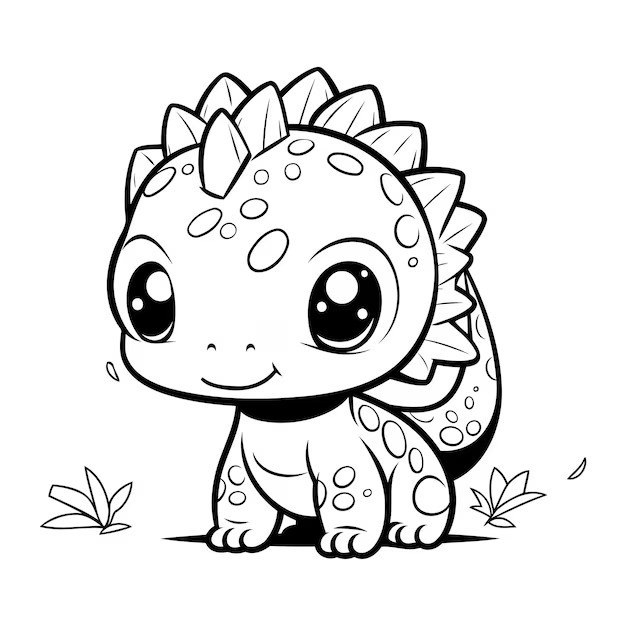 Tranh tô màu khủng long chibi đáng yêu 2