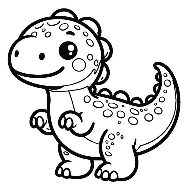 Tranh tô màu khủng long chibi đáng yêu 3