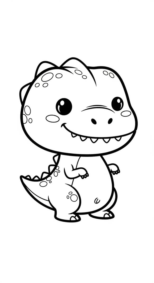 Tranh tô màu khủng long chibi đáng yêu 4