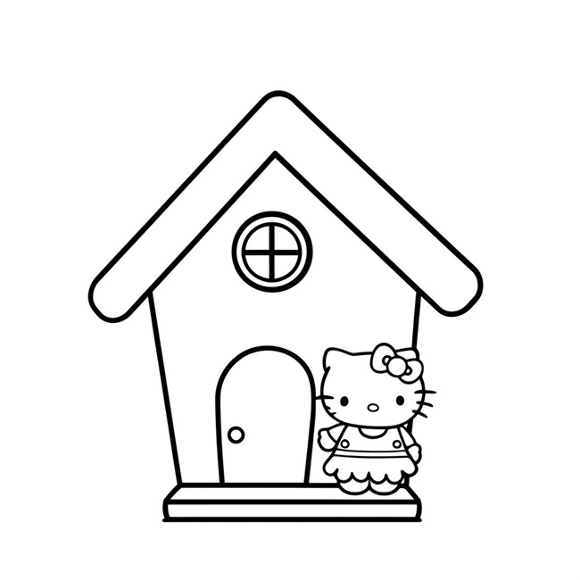 Tranh tô màu ngôi nhà Hello Kitty 6