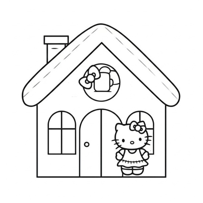 Tranh tô màu ngôi nhà Hello Kitty 9