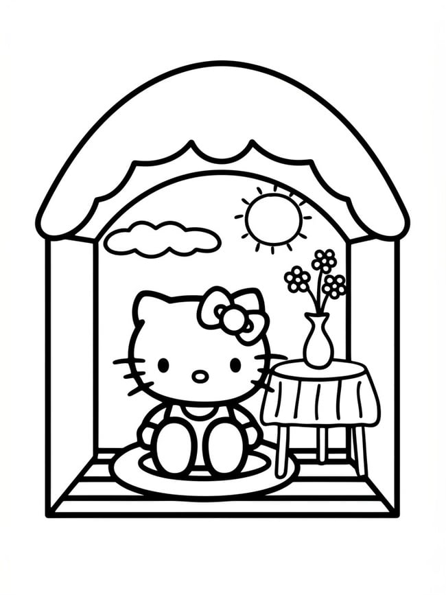 Tranh tô màu ngôi nhà Hello Kitty 30