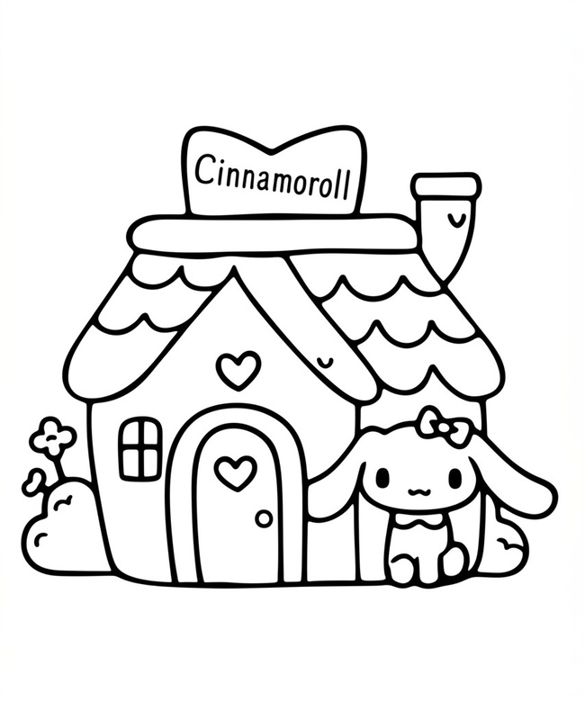 Tranh tô màu ngôi nhà Cinnamoroll 1