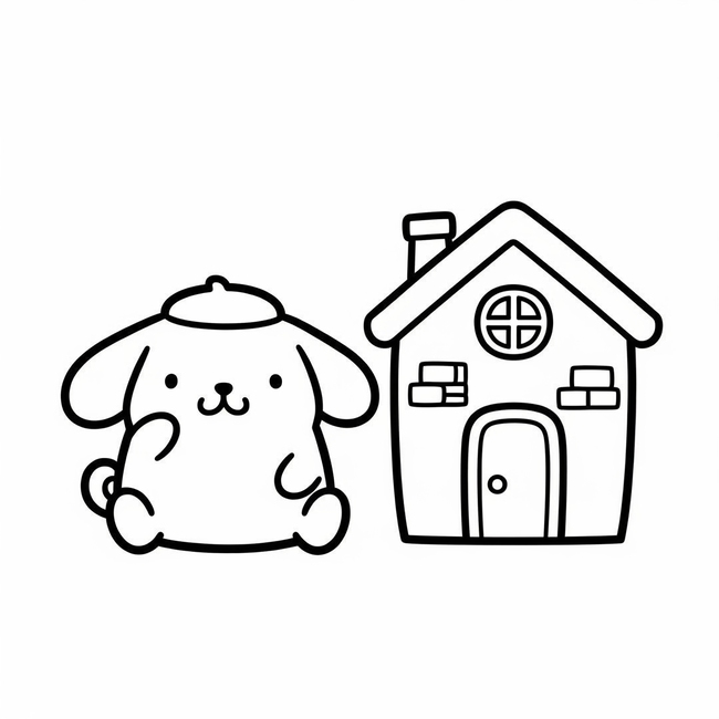 Tranh tô màu ngôi nhà Pompompurin
