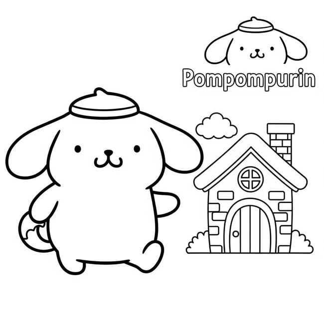 Tranh tô màu ngôi nhà Pompompurin 2