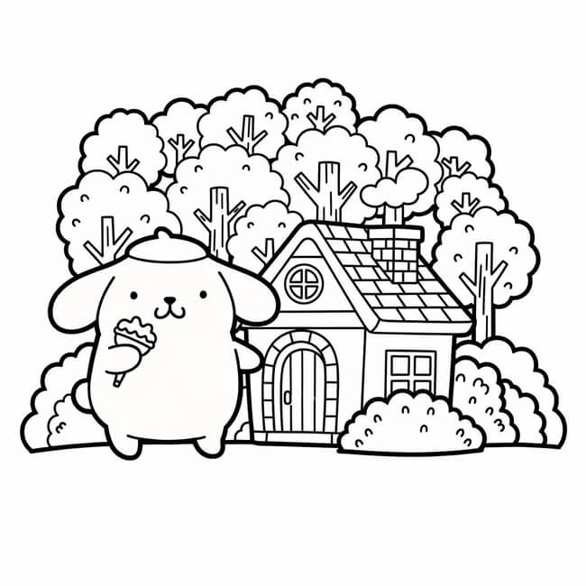 Tranh tô màu ngôi nhà Pompompurin 3