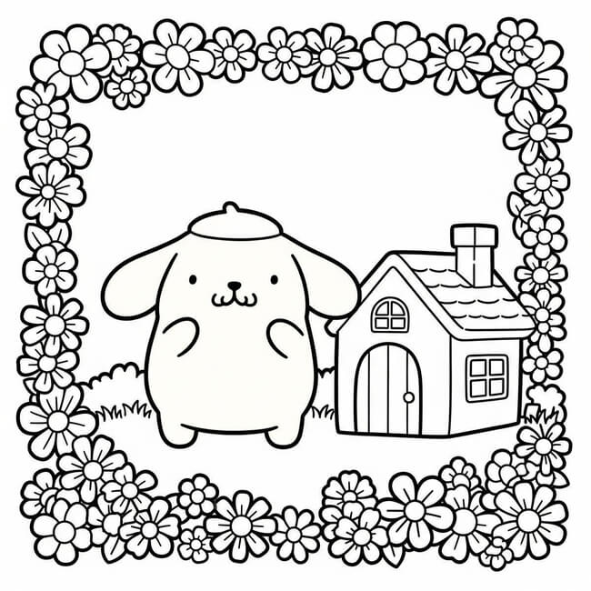 Tranh tô màu ngôi nhà Pompompurin 4