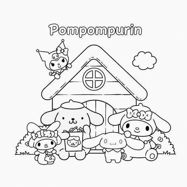 Tranh tô màu ngôi nhà Pompompurin 6