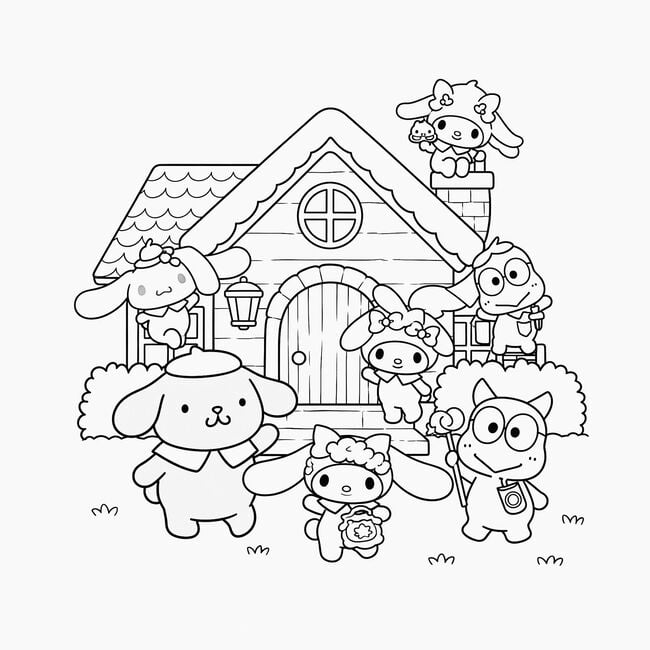 Tranh tô màu ngôi nhà Pompompurin 7